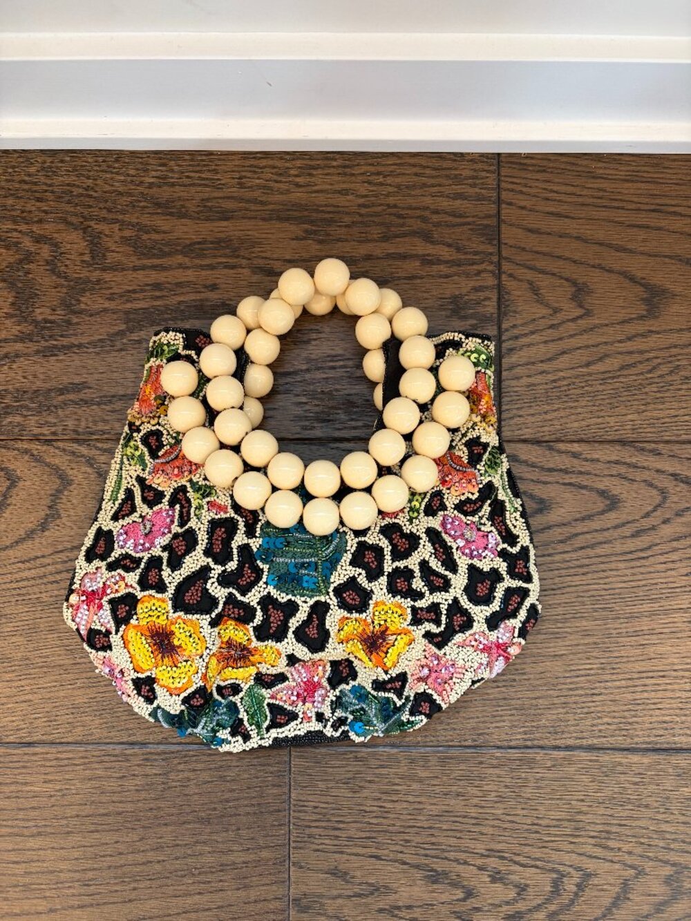 Wood Bead Top Handle Purse by Anthropologie - NWOT - SAMPLE BAG